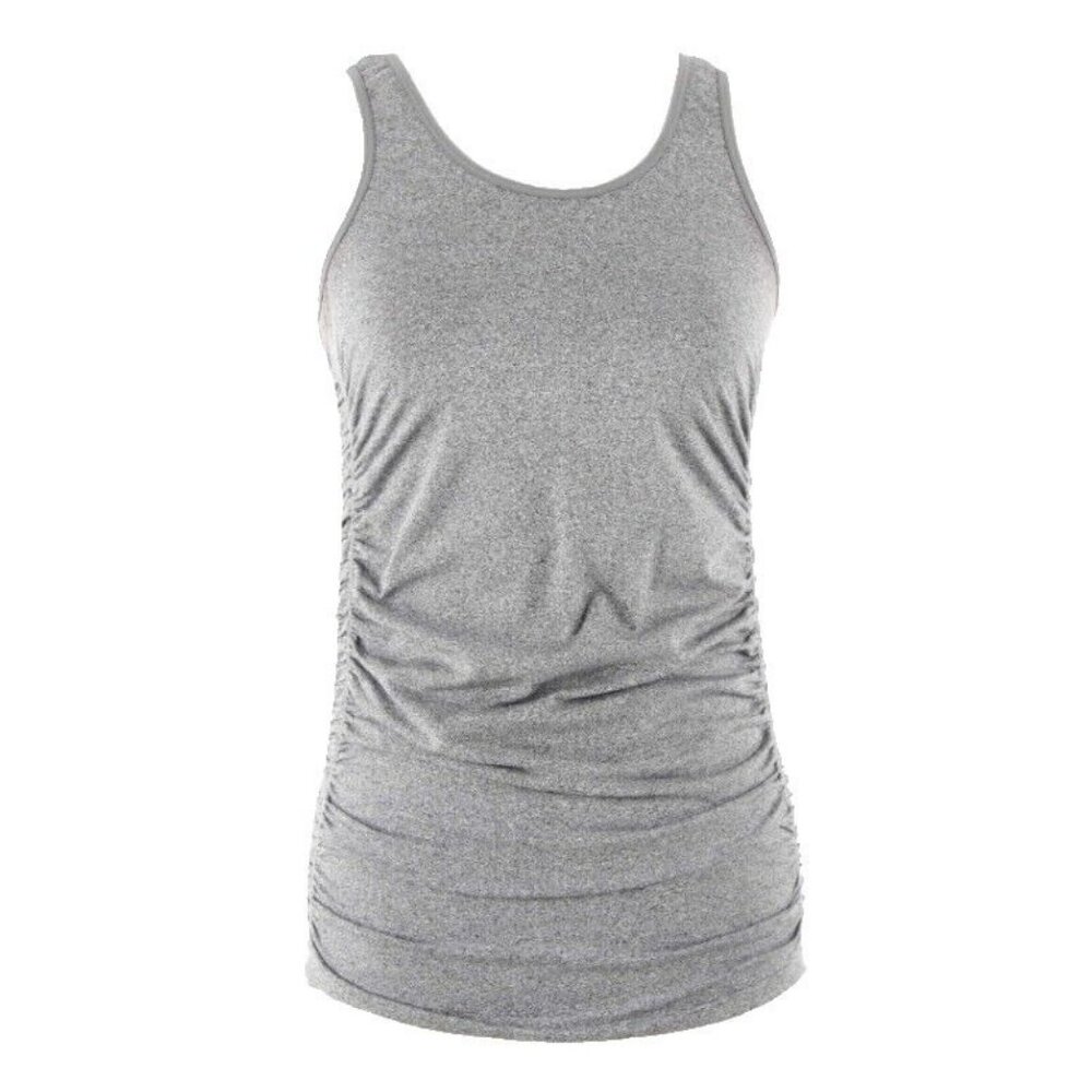 Isabel Maternity Sz S M Gray Nylon Blend Smocked Ruched Sides Top